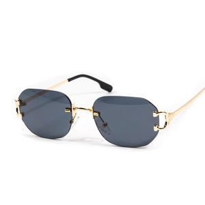 Men's Women's Rimless Black Tint Gold Frame  Hip Hop Summer Sunglasses